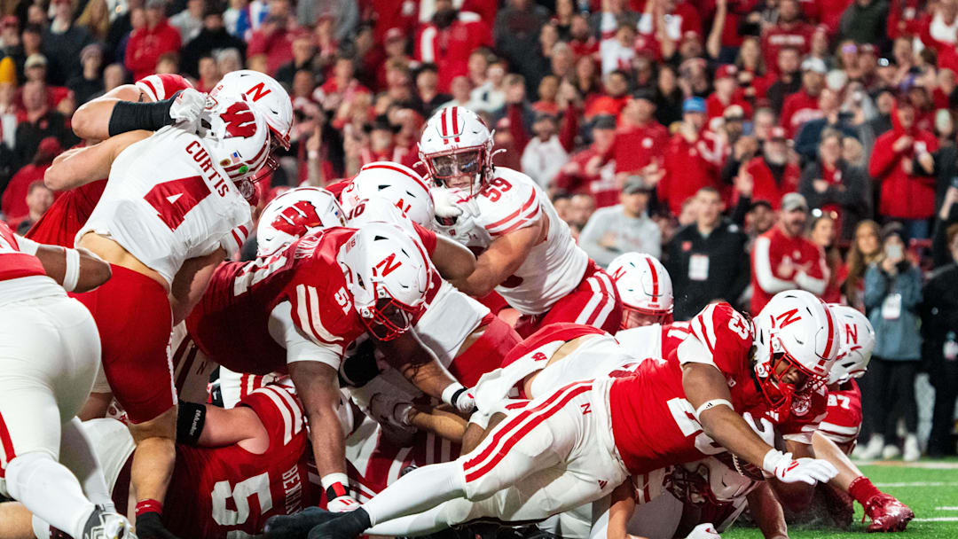 Nebraska running back Dante Dowdell (23) scores a touchdown against Wisconsin during the fourth quarter at Memorial Stadium in Lincoln, Neb., on Nov. 23, 2024. 
