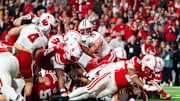 Nebraska running back Dante Dowdell (23) scores a touchdown against Wisconsin during the fourth quarter at Memorial Stadium in Lincoln, Neb., on Nov. 23, 2024. 