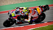 Apr 12, 2024; Austin, TX, USA; Joan Mir (36) of Spain and Repsol Honda Team during practice for the MotoGP Grand Prix of the Americas at Circuit of The Americas. Mandatory Credit: Jerome Miron-Imagn Images