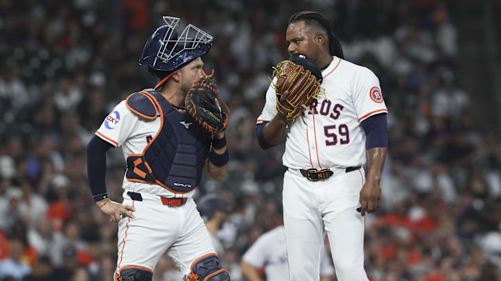 Houston Astros catcher Cesar Salazar and Framber Valdez had a bizarre exchange against the New York Yankees.