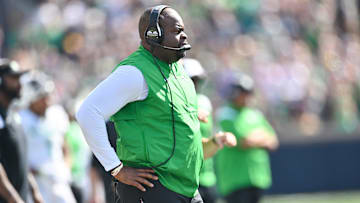 Sep 10, 2022; South Bend, Indiana, USA; Marshall Thundering Herd head coach Charles Huff watches in the second quarter against the Notre Dame Fighting Irish at Notre Dame Stadium. Mandatory Credit: Matt Cashore-Imagn Images