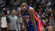 Nov 13, 2024; Milwaukee, Wisconsin, USA;  Detroit Pistons forward Ron Holland II (00) during the game against the Milwaukee Bucks at Fiserv Forum. Mandatory Credit: Jeff Hanisch-Imagn Images