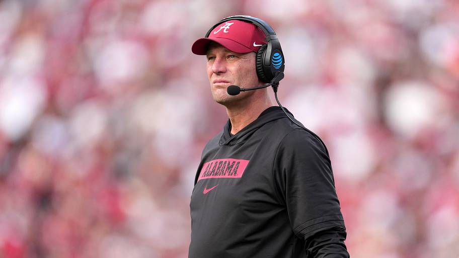 Alabama head coach Kalen DeBoer watches a game.