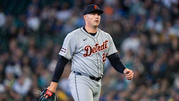 Apr 2, 2025; Seattle, Washington, USA;  Detroit Tigers starting pitcher Tarik Skubal (29) walks off the field during a game against the Seattle Mariners at T-Mobile Park. Mandatory Credit: Stephen Brashear-Imagn Images