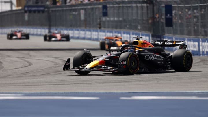 May 5, 2024; Miami Gardens, Florida, USA; Red Bull Racing driver Max Verstappen (1) during the Miami Grand Prix at Miami International Autodrome. Mandatory Credit: Peter Casey-USA TODAY Sports