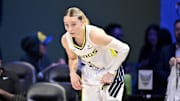 Sep 11, 2025; Arlington, Texas, USA; Dallas Wings guard Paige Bueckers (5) looks on during the second half against the Phoenix Mercury at College Park Center. Mandatory Credit: Jerome Miron-Imagn Images