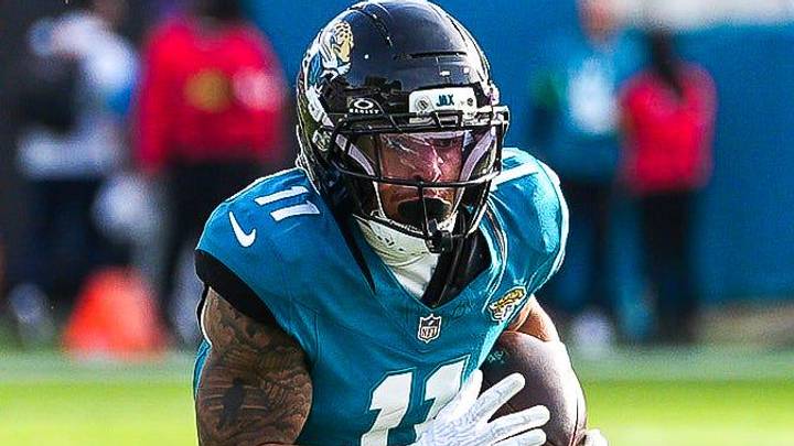 Jacksonville Jaguars wide receiver Parker Washington (11) runs during the third quarter in an NFL football AFC Wild Card playoff matchup, Sunday, Jan. 11, 2026, in Jacksonville, Fla. Bills lead 10-7 at the half over the Jaguars. The Bills defeated the Jaguars 27-24. 