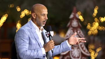 Dec 10, 2024; Dallas, TX, USA; Boston Red Sox manager Alex Cora talks on the set of the MLB Network at Hilton Anatole. Mandatory Credit: Tim Heitman-Imagn Images