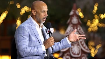  Boston Red Sox manager Alex Cora talks on the set of the MLB Network at Hilton Anatole.