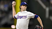 Texas Rangers starting pitcher Jacob deGrom (48) throws the ball during the third inning against the Minnesota Twins at Globe Life Field. 
