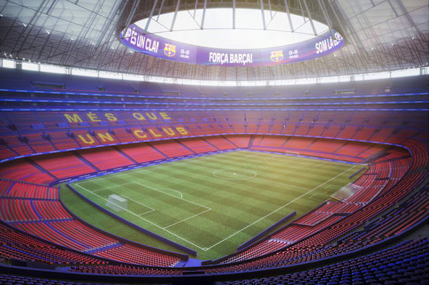 A rendered image of the upgraded Spotify Camp Nou.