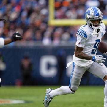 Detroit Lions wide receiver Jameson Williams (9).