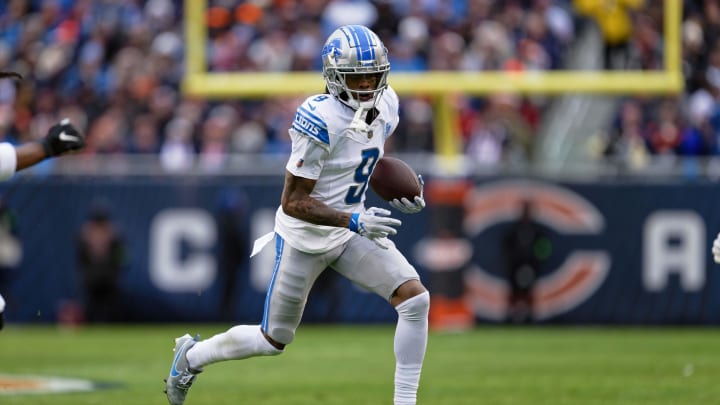 Detroit Lions wide receiver Jameson Williams (9).