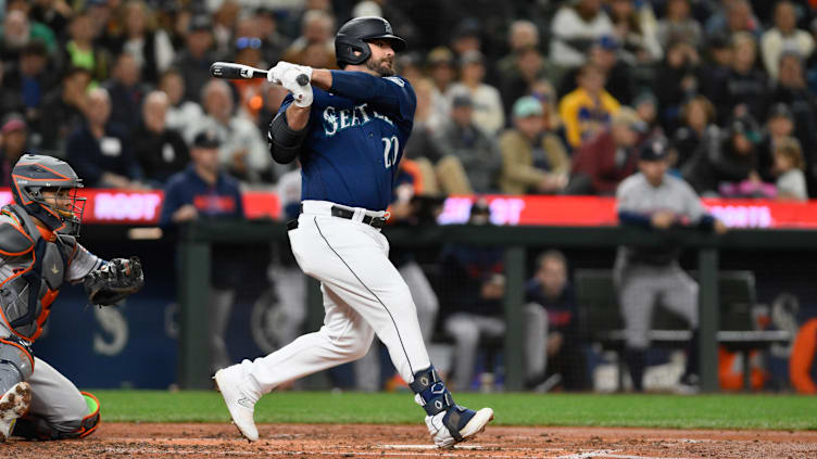 Sep 26, 2023; Seattle, Washington, USA; Seattle Mariners designated hitter Mike Ford (20)