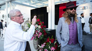 Flying Mohawk co-owner Jayson Werth answered questions from anyone after the Kentucky Derby draw Saturday April 26, 2025 at Churchill Downs in Louisville, Kentucky.
