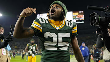 Dec 23, 2024; Green Bay, Wisconsin, USA;  Green Bay Packers cornerback Keisean Nixon (25) following the game against the New Orleans Saints at Lambeau Field. Mandatory Credit: Jeff Hanisch-Imagn Images