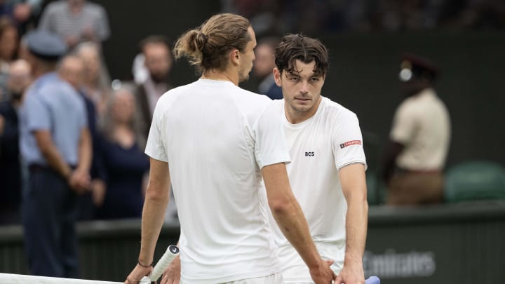 Taylor Fritz and Alexander Zverev after their match at Wimbledon.