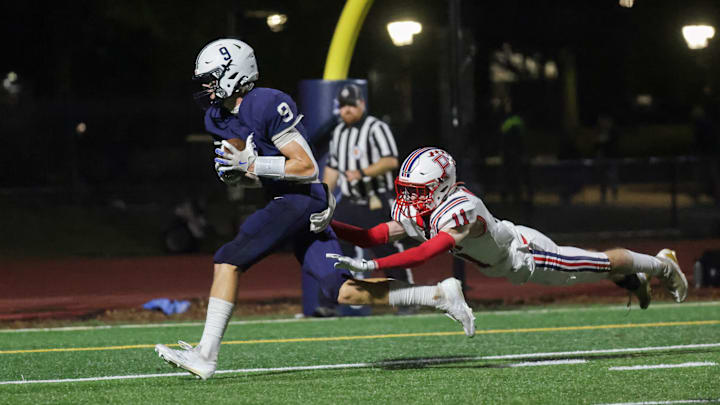Caleb Williams (9) records a touchdown for the Westerly varsity football team last season. Caleb Williams (9) records a touchdown for the Westerly varsity football team last season.