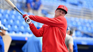 Feb 25, 2025; Dunedin, Florida, USA; St. Louis Cardinals designated hitter JJ Wetherholt (87) prepares for batting practice  before a spring training game against the Toronto Blue Jays at TD Ballpark. Mandatory Credit: Jonathan Dyer-Imagn Images