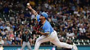 Milwaukee Brewers starting pitcher Frankie Montas (47) pitches in the first inning against the Arizona Diamondbacks at American Family Field in 2024.