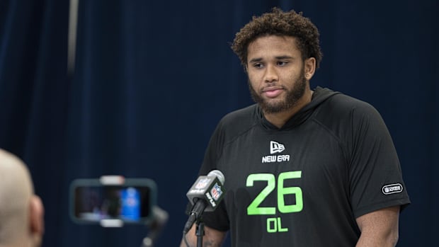 New York Giants offensive lineman Marcus Mbow
