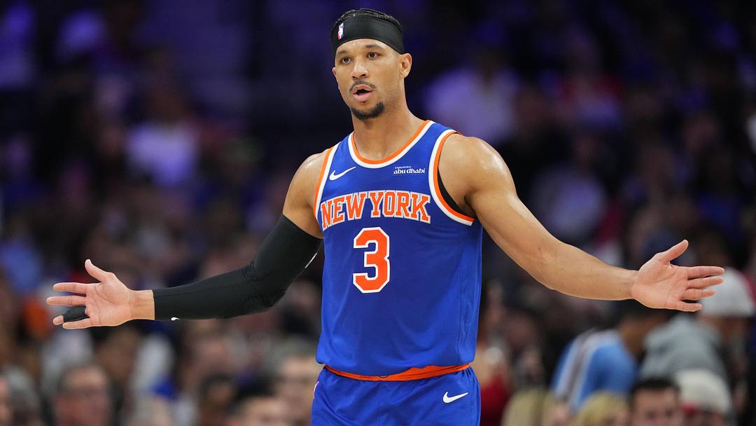 May 10, 2026; Philadelphia, Pennsylvania, USA; New York Knicks guard Josh Hart (3) reacts against the Philadelphia 76ers in the second quarter during game four of the second round of the 2026 NBA Playoffs at Xfinity Mobile Arena. Mandatory Credit: Kyle Ross-Imagn Images May 10, 2026; Philadelphia, Pennsylvania, USA; New York Knicks guard Josh Hart (3) reacts against the Philadelphia 76ers in the second quarter during game four of the second round of the 2026 NBA Playoffs at Xfinity Mobile Arena. Mandatory Credit: Kyle Ross-Imagn Images