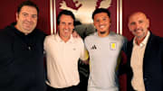 Unai Emery (left) with Jadon Sancho (right) after the latter completed his season-long loan move.