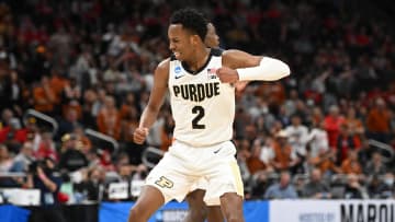 Purdue Boilermakers guard Eric Hunter Jr. (2) celebrates 