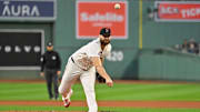 Sep 17, 2025; Boston, Massachusetts, USA; Boston Red Sox starting pitcher Lucas Giolito (54) pitches against the Athletics during the first inning at Fenway Park. Mandatory Credit: Eric Canha-Imagn Images