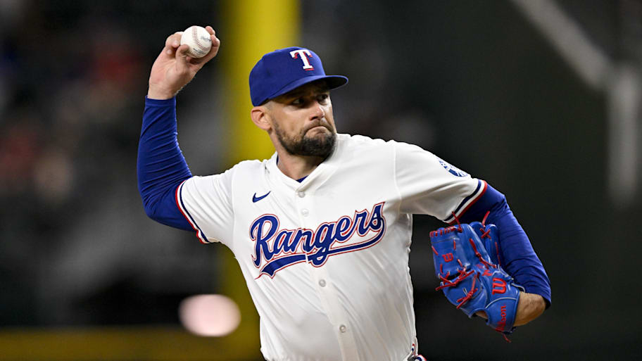 Texas Rangers starting pitcher Nathan Eovaldi (17) pitches against the Baltimore Orioles during the first inning at Globe Life Field.  | Jerome Miron-Imagn Images