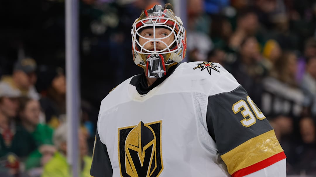 Carl Lindbom with the Golden Knights earlier this season