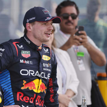 May 5, 2024; Miami Gardens, Florida, USA; Red Bull Racing driver Max Verstappen (1) reacts after finishing second in the Miami Grand Prix at Miami International Autodrome. Mandatory Credit: Peter Casey-USA TODAY Sports