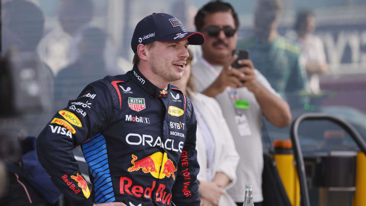 May 5, 2024; Miami Gardens, Florida, USA; Red Bull Racing driver Max Verstappen (1) reacts after finishing second in the Miami Grand Prix at Miami International Autodrome. Mandatory Credit: Peter Casey-USA TODAY Sports