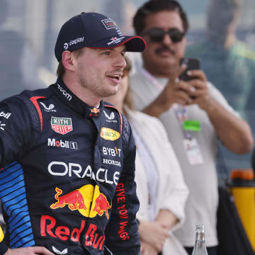 May 5, 2024; Miami Gardens, Florida, USA; Red Bull Racing driver Max Verstappen (1) reacts after finishing second in the Miami Grand Prix at Miami International Autodrome. Mandatory Credit: Peter Casey-USA TODAY Sports