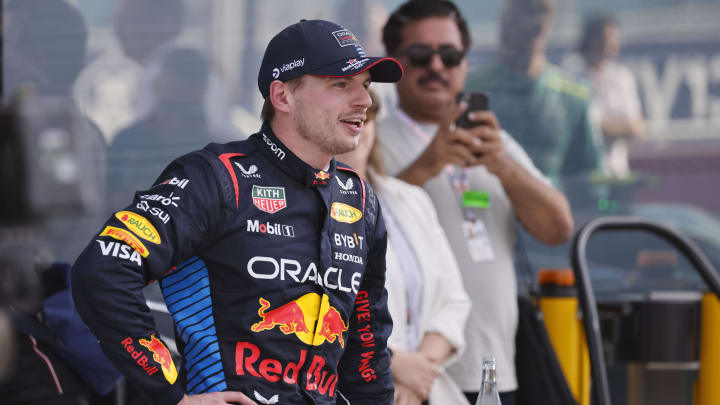 May 5, 2024; Miami Gardens, Florida, USA; Red Bull Racing driver Max Verstappen (1) reacts after finishing second in the Miami Grand Prix at Miami International Autodrome. Mandatory Credit: Peter Casey-USA TODAY Sports