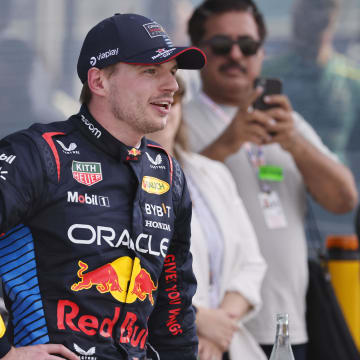 May 5, 2024; Miami Gardens, Florida, USA; Red Bull Racing driver Max Verstappen (1) reacts after finishing second in the Miami Grand Prix at Miami International Autodrome. Mandatory Credit: Peter Casey-USA TODAY Sports