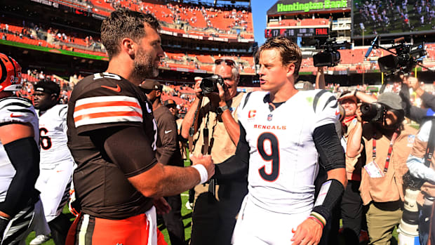 Cleveland Browns Quarterback Joe Flacco and Cincinnati Bengals Quarterback Joe Burrow