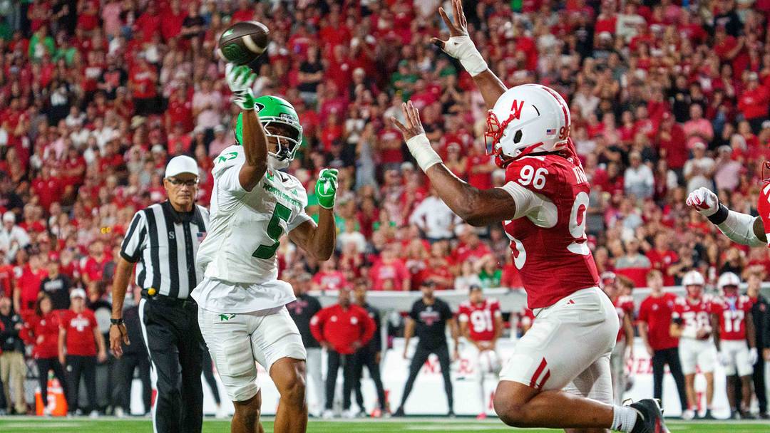 Williams Nwaneri disrupts North Dakota wide receiver Korey Tai on a fourth-down trick play from the Nebraska 10, helping NU make its first red zone stop in more than a year. Williams Nwaneri disrupts North Dakota wide receiver Korey Tai on a fourth-down trick play from the Nebraska 10, helping NU make its first red zone stop in more than a year.