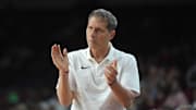 Feb 15, 2025; Los Angeles, California, USA; Southern California Trojans head coach Eric Musselman reacts against the Minnesota Golden Gophers in the first half at Galen Center. Mandatory Credit: Kirby Lee-Imagn Images