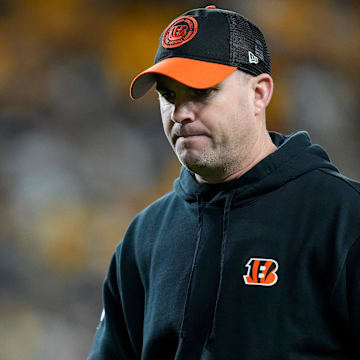 Cincinnati Bengals head coach Zac Taylor heads to the locker room after the fourth quarter of the NFL 16 game between the Pittsburgh Steelers and the Cincinnati Bengals at Acrisure Stadium in Pittsburgh on Saturday, Dec. 23, 2023. The Steelers won 34-11.