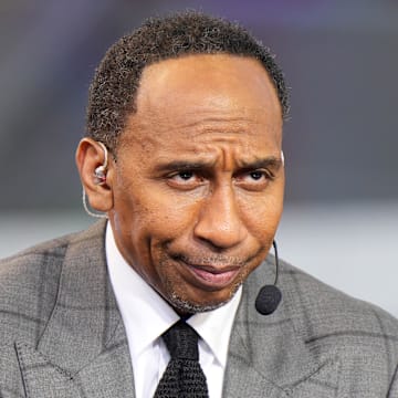  Stephen A. Smith (Stephen Smith) on the ESPN NBA Countdown live set at Intuit Dome. Mandatory Credit: Kirby Lee-Imagn Images
