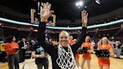 March 11, 2025; Las Vegas, NV, USA; Oregon State Beavers head coach Scott Rueck celebrates after defeating the Portland Pilots after the game in the final of the West Coast Conference tournament at Orleans Arena. Mandatory Credit: Kyle Terada-Imagn Images