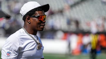 Cincinnati Bengals cornerback Cam Taylor-Britt (29) walks for the locker room after the fourth quarter of the NFL Preseason Week 3 game between the Cincinnati Bengals and the Indianapolis Colts at Paycor Stadium in Cincinnati on Saturday, Aug. 23, 2025. The Colts won 41-14.