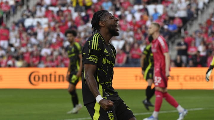 Columbus Crew SC defender Steven Moreira scored a picture-perfect volley against St. Louis CITY SC on Sunday