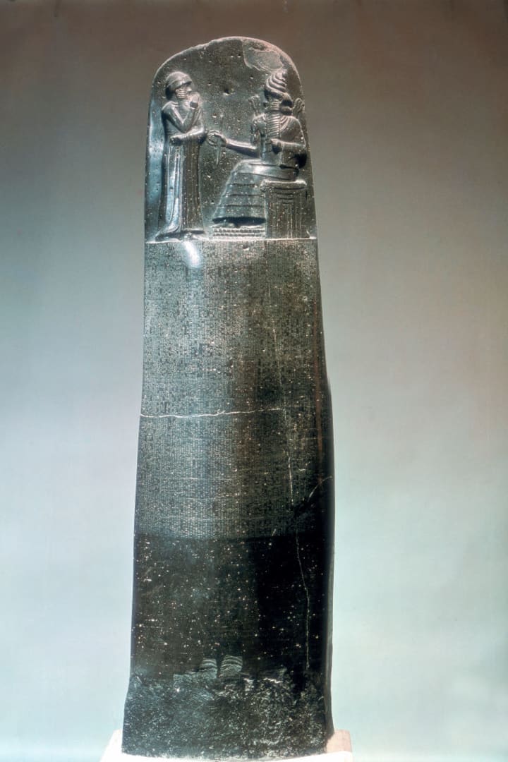 Diorite stele inscribed with the laws of Hammurabi, 18th century BC.