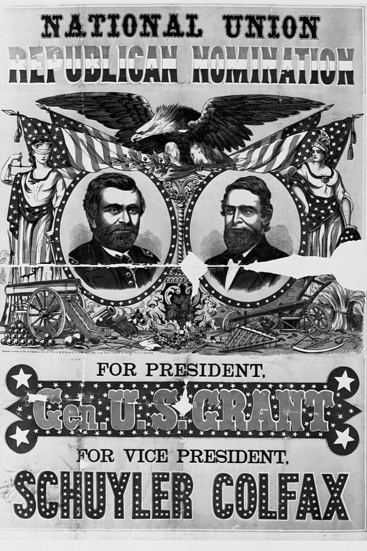 A campaign poster for Ulysses S. Grant and his running mate, Schuyler Colfax.