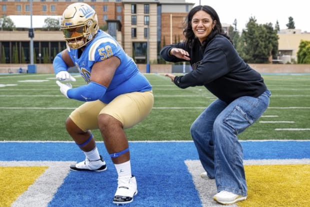 Darius Afalava was companied by his mom. Jerrell, on his visit to UCLA. 
