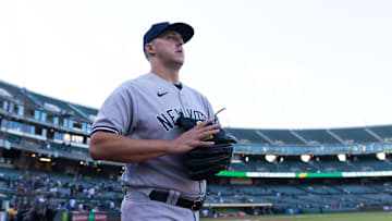Aug 25, 2022; Oakland, California, USA;  New York Yankees starting pitcher Jameson Taillon (50)
