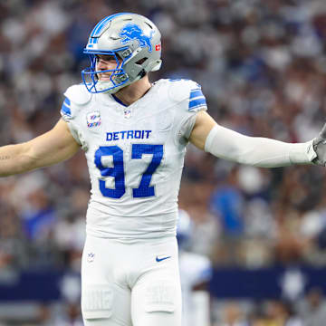 Detroit Lions defensive end Aidan Hutchinson had 7.5 sacks in six games during the 2024 NFL season.