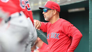 Boston Red Sox manager Alex Cora (13) looks on during the fifth inning against the Pittsburgh Pirates at LECOM Park.